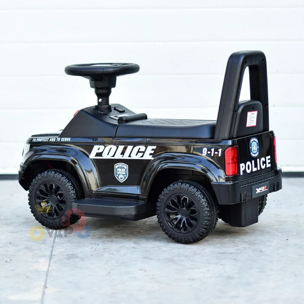 KIDSVIP Voiture électrique 3 en 1 pour tout-petits, édition Police, 6 V, voiture électrique à pousser