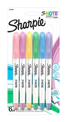 Marqueurs créatifs S-Note de Sharpie, coul. variées, paquet de 6
