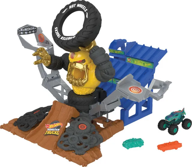 Hot Wheels Monster Trucks Car Chompin' MEGA-Wrex, Large Toy Monster Truck &  1:64 Scale Toy Car, Eats & Poops 1:64 Scale Vehicles