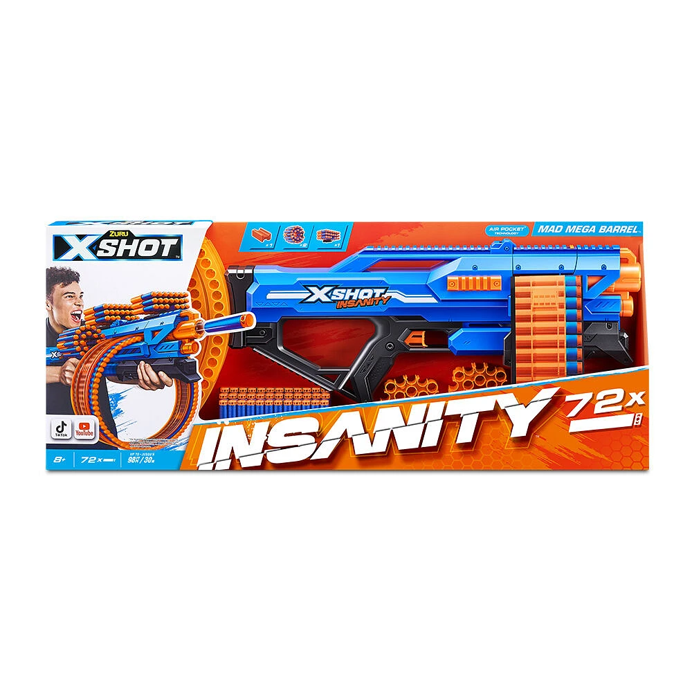 Mad Mega Barrel X-Shot Insanity (72 fléchettes) par ZURU