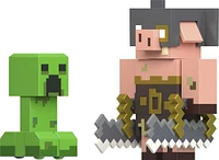 Minecraft Legends Creeper vs Piglin Bruiser Figures