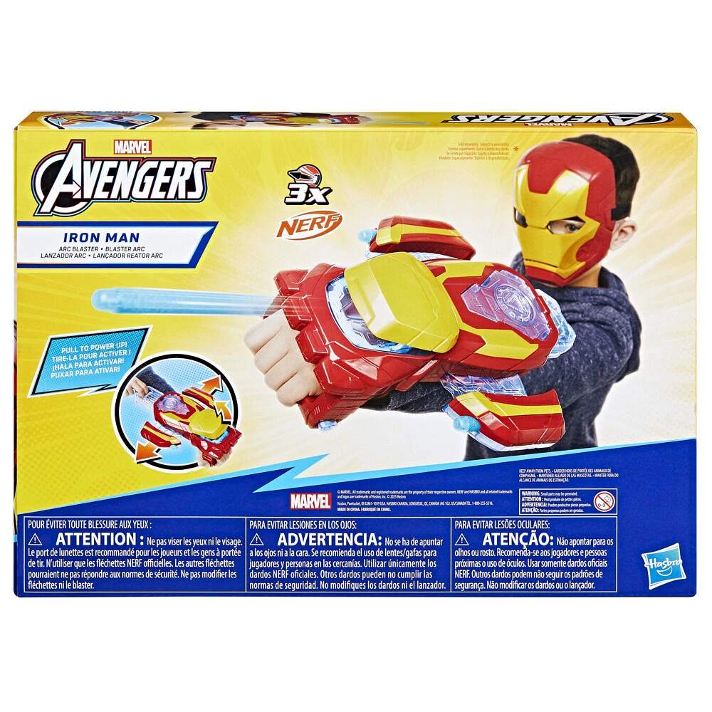 Marvel Avengers Iron Man Blaster Arc, blaster de déguisement avec 3 fléchettes NERF