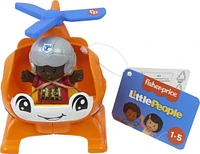 Fisher-Price Little People Helicopter Toy and Pilot Figure Set for Toddlers, 2 Pieces