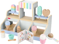 Fisher-Price Wooden Ice Cream Shop Set for Preschool Pretend Play, 18 Wood Pieces