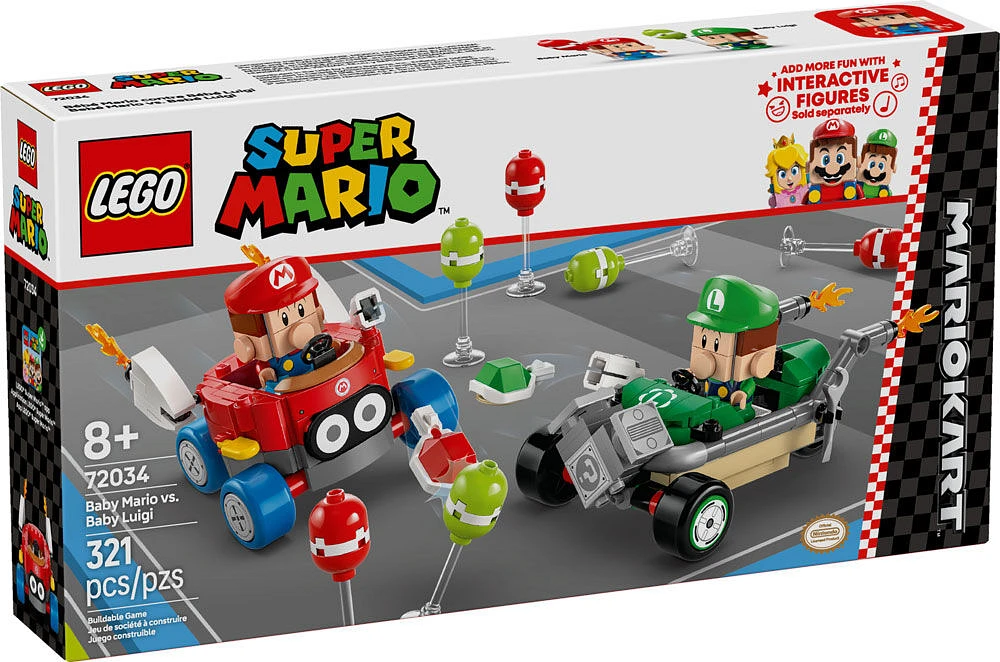 LEGO Super Mario: Mario Kart Baby Mario vs. Baby Luigi - Nintendo Mario Kart Toy for Fans - 72034