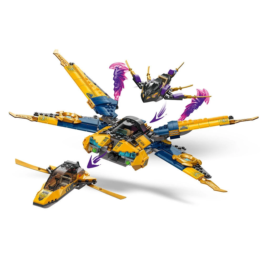 LEGO NINJAGO Ras and Arin's Super Storm Jet Toy -  Airplane Building Toy with Detachable Drone - 71833