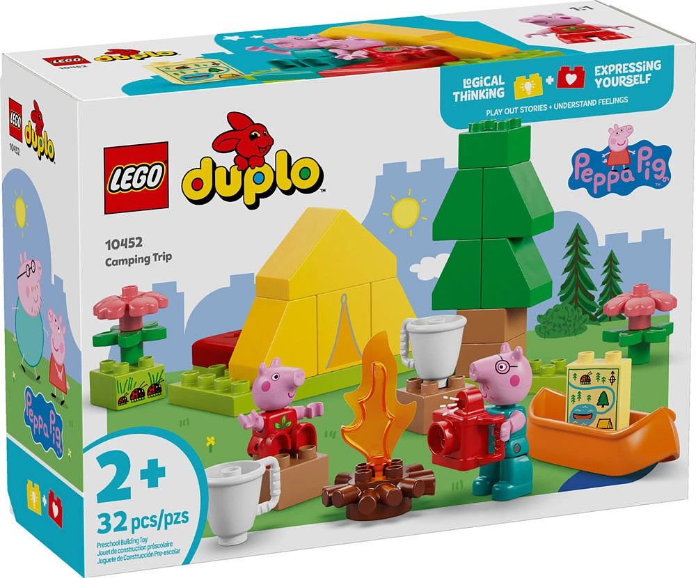 LEGO DUPLO Peppa Pig Le voyage en camping, Ensemble de jeu de construction avec canot pour un jeu créatif 10452