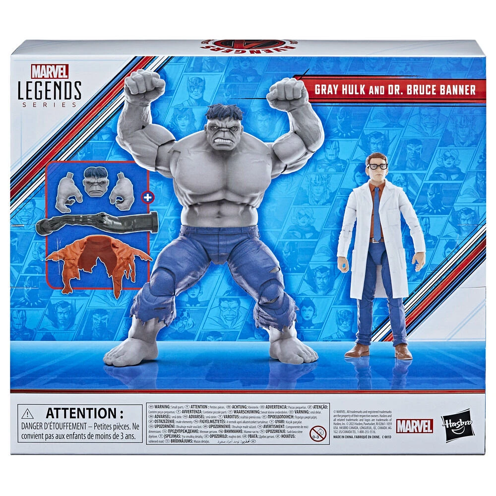 Hasbro Marvel Legends Series Gray Hulk and Dr. Bruce Banner, Avengers 60th Anniversary Collectible 6 Inch Action Figures