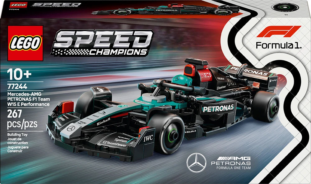 LEGO Speed Champions Voiture de course Mercedes-AMG F1 W15, Ensemble de jouet de véhicule et pilote 77244