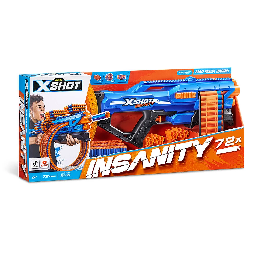 X-Shot Insanity Mad Mega Barrel (72 Darts) by ZURU