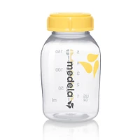 Medela Breast Milk Storage Bottles, 3 Pack of 5 Ounce (150 ml) Breastfeeding Bottles with Nipples, Lids, Wide Base Collars, and Travel Caps, Made Without BPA