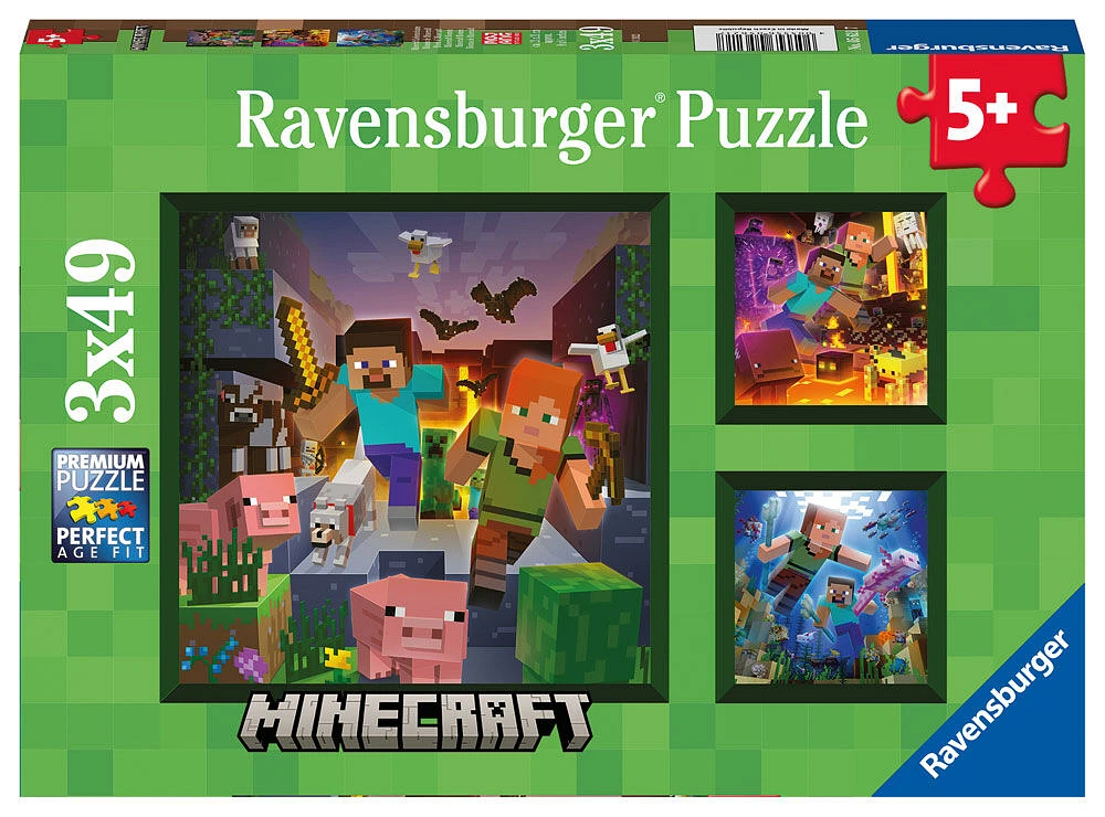 Ravensburger Minecraft Biomes 49-Piece Jigsaw Puzzle (3 Pack)