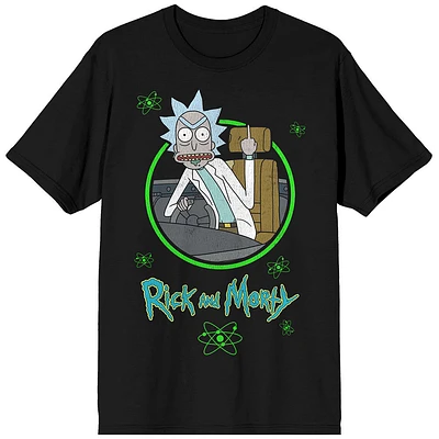 Rick and Morty Rick Middle Finger Black T-Shirt