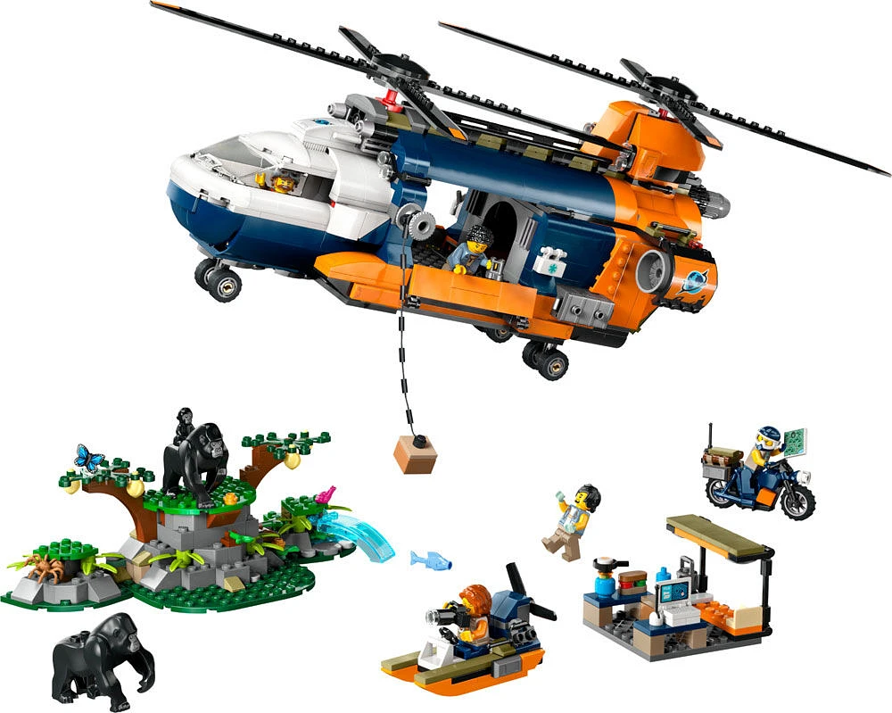 LEGO City Jungle Explorer Helicopter at Base Camp Building Toy, 60437