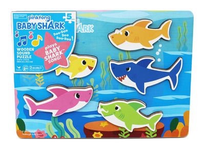 Baby Shark Chunky Wood Sound Puzzle - English Edition