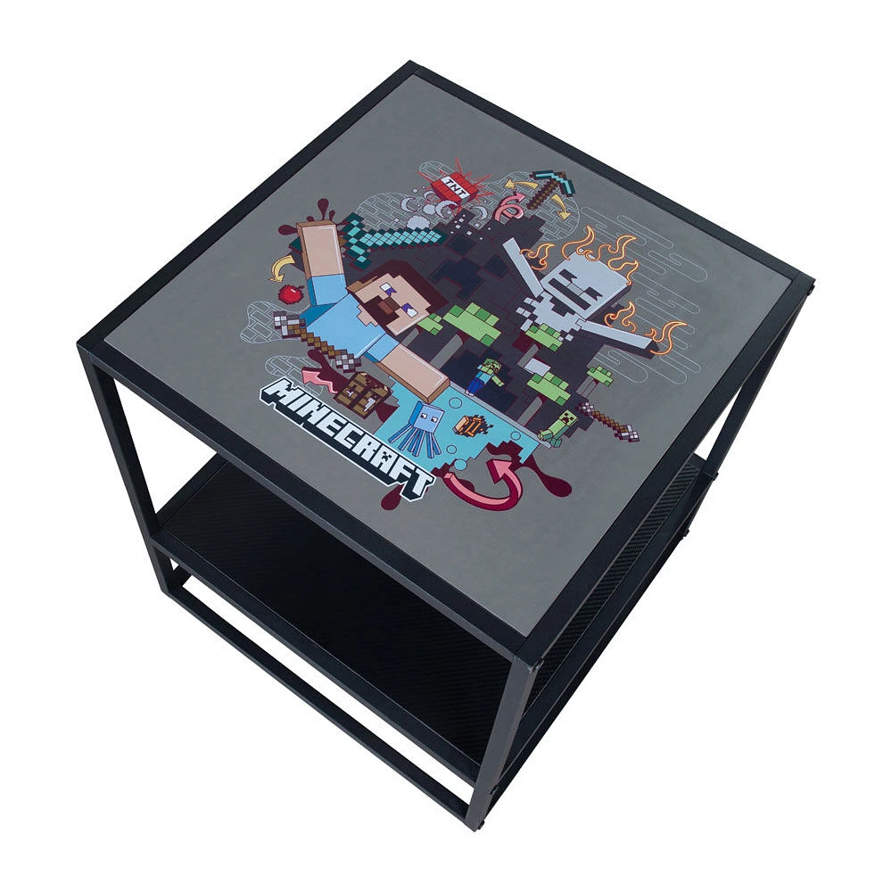 Phoenix Minecraft Side Table with Storage Shelf