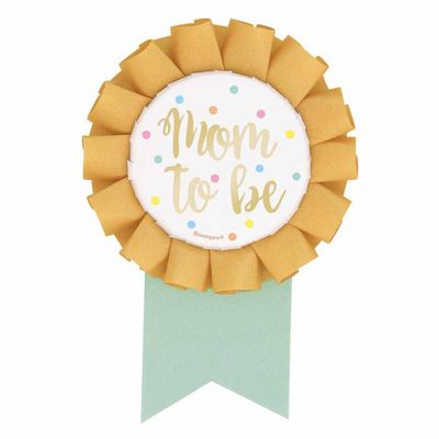 Foil "Mom to Be" Baby Shower Badge - English Edition