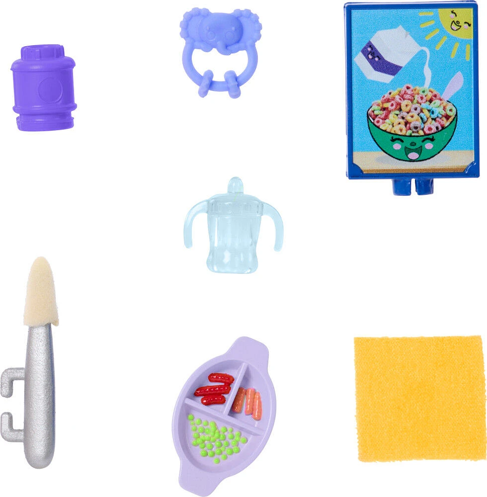 Barbie Skipper Babysitters Inc & Playset, Includes Doll, Baby, and Mealtime Accessories, 10 Piece Set