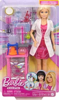 Barbie Poupée mode et accessoires Scientifique, blonde, table