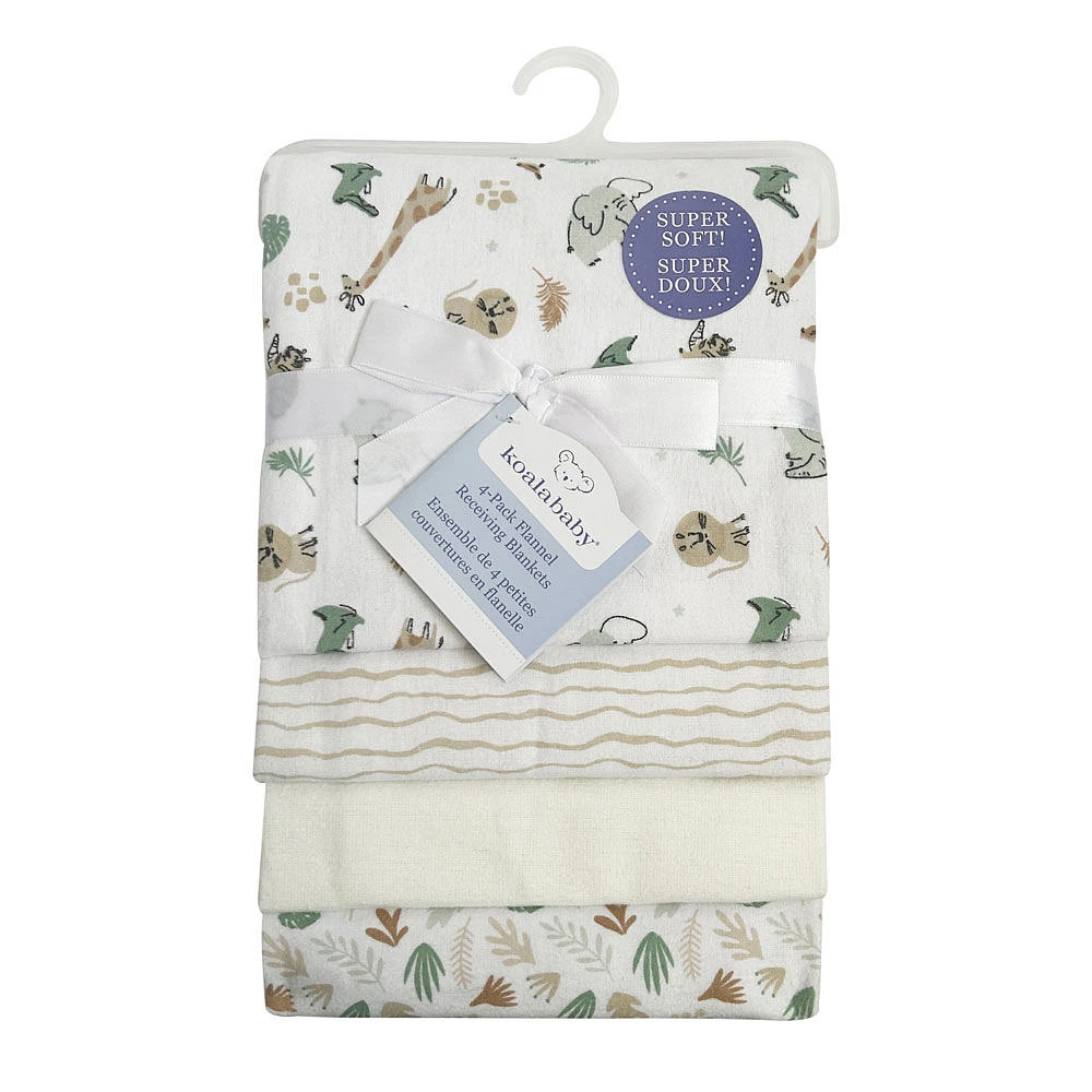 Koala Baby 4 pack Flannel Receiving Blankets Safari