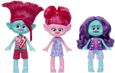 DreamWorks Trolls Band Together Trendsettin' Trio Fashion Dolls with Queen Poppy, Spruce Bruce and Floyd