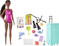 Barbie Marine Biologist Doll and Accessories, Mobile Lab Playset with Brunette Doll and 10+ Pieces