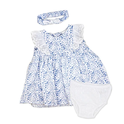 Rock A Bye Bébé bleu 3 pièces oeillet robe 