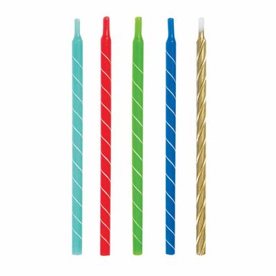 Bright Spiral Bday Candles 5"- Assorted Colours 12 pieces