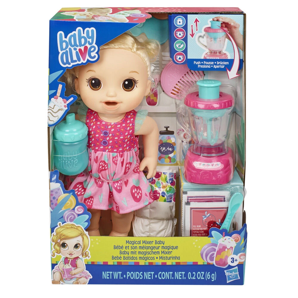 Baby Alive Magical Mixer Baby Doll, Strawberry Shake, Toy Blender, Baby Alive Doll