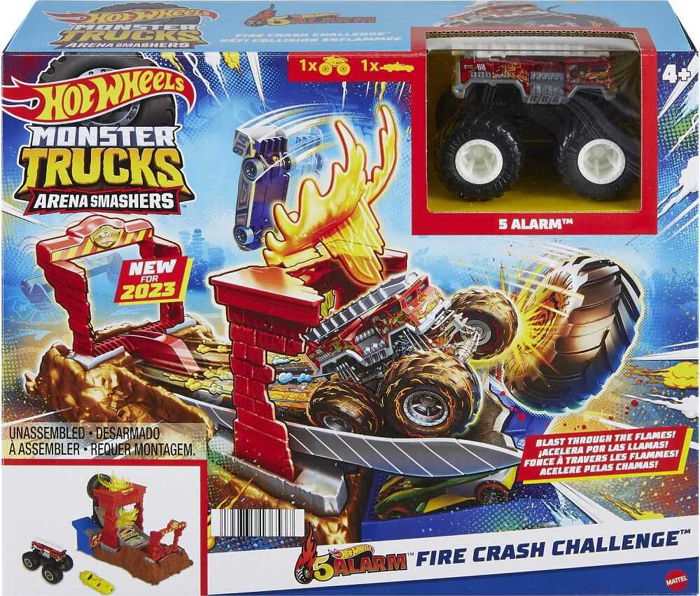 Hot Wheels-Coffret Monster Trucks Arena Smashers 5-Alarm Défi Incendie