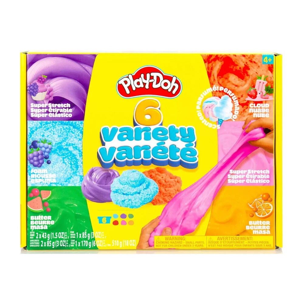 Play-Doh 6 Variety Compounds - Super Stretch, Foam, Butter, Cloud