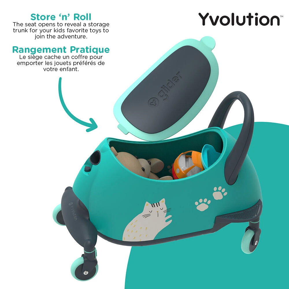 Yvolution Glider Luna Go Jouet à chevaucher - Bleu canard