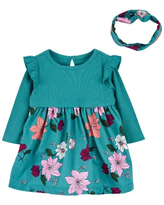 Carter's Two Piece Floral Bodysuit Dress Set 9M