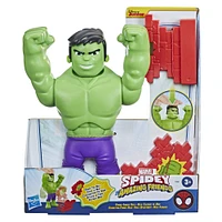 Spidey et ses Amis Extraordinaires, Hulk Casseur de mur, figurine de 25 cm à plusieurs visages avec mur en brique