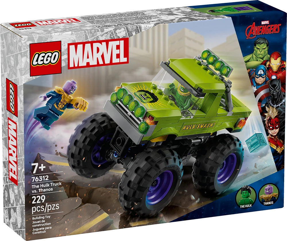 LEGO  Marvel The Hulk Truck vs. Thanos - Monster Truck Building Toy for Kids 7+ - 76312