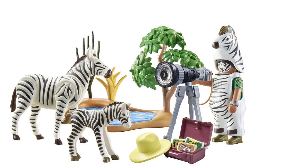 Playmobil - Wiltopia - Photographe avec déguisement et zèbres