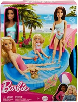 Barbie Doll and Pool Playset, Brunette with Pool, Slide, Towel and Drink Accessories