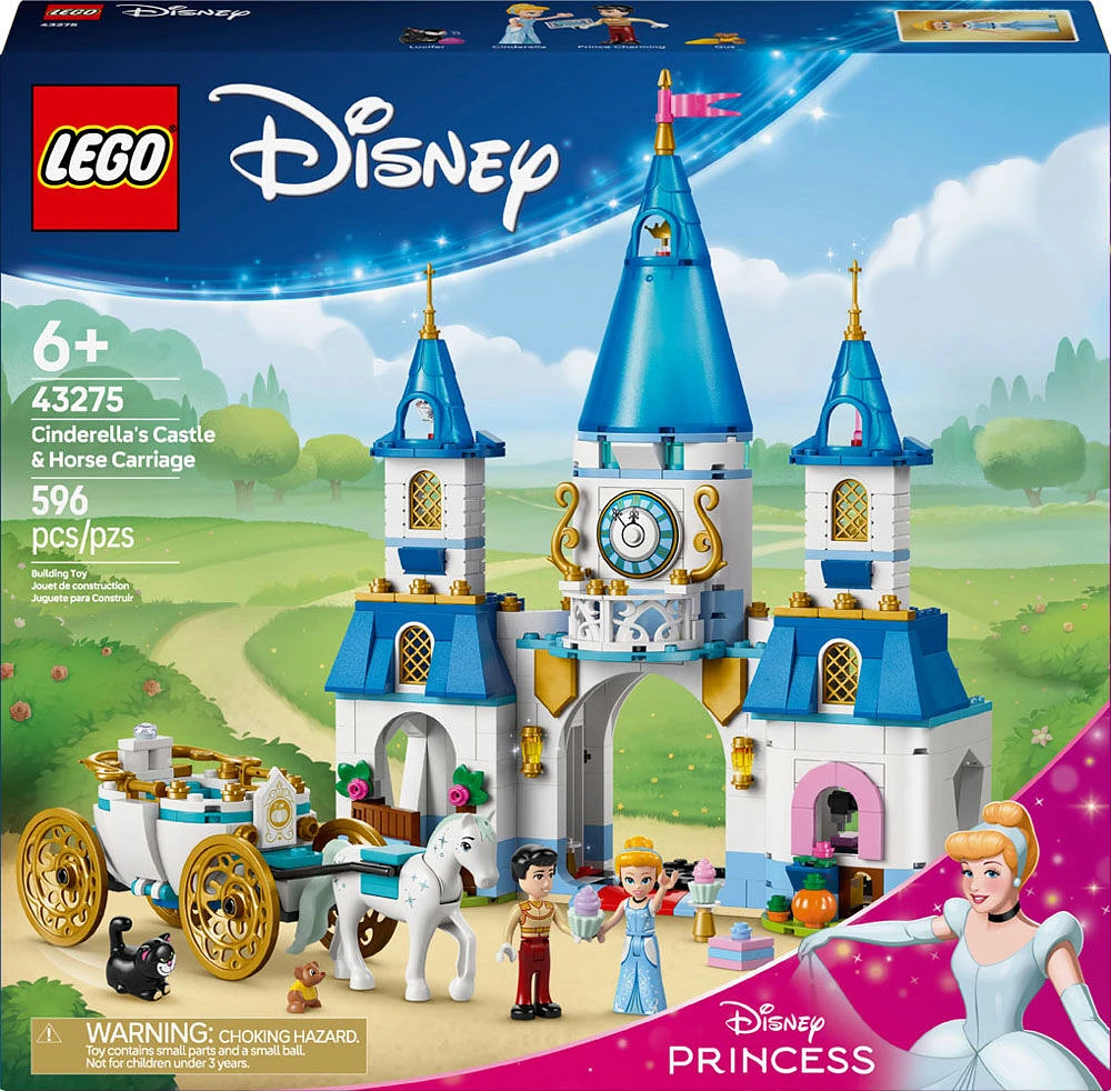 LEGO Disney Princess Cinderella's Castle & Horse Carriage Playset - Princess Castle Building Toy - 43275