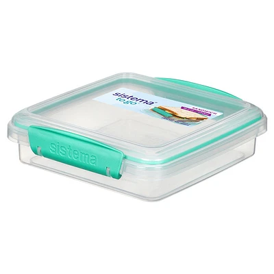 Sistema To Go Sandwich Lunch Box, Stackable Food Storage Container, 450 mL, BPA Free, Colour May Vary