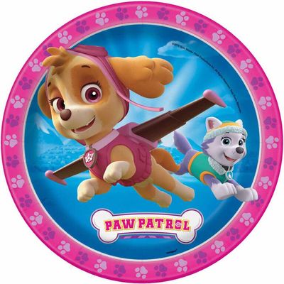Paw Patrol Pink  9" Plates, 8 pieces