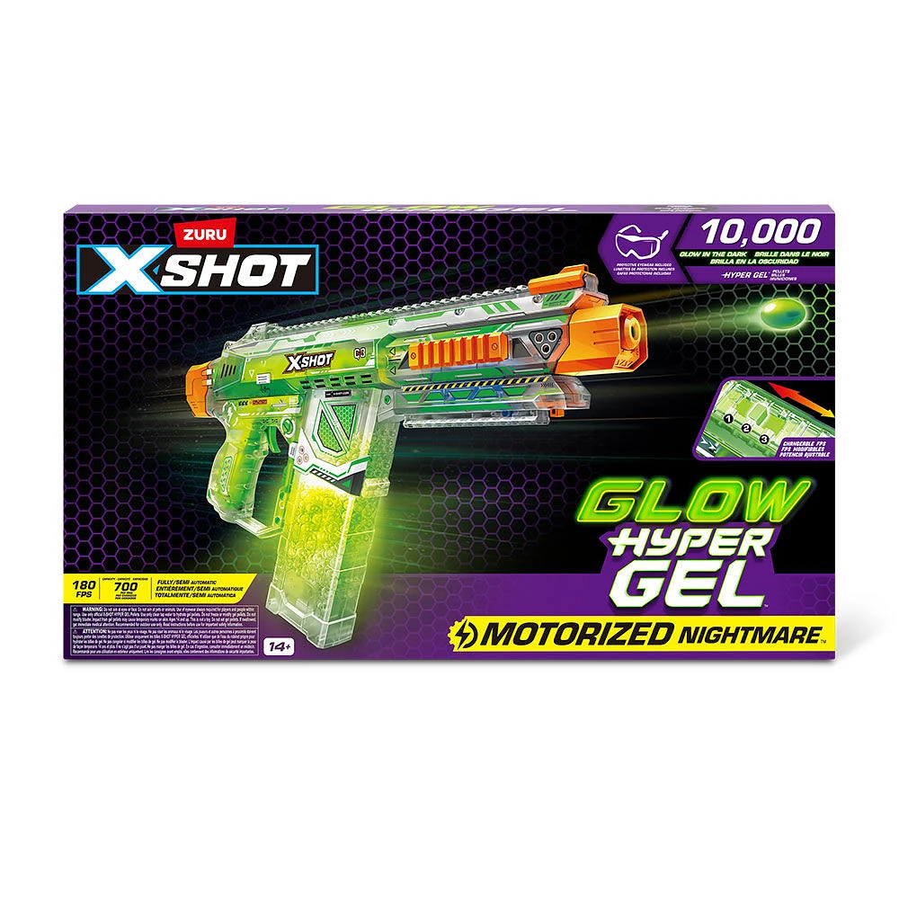 XSHOT Hyper Gel Glow In The Dark Nightmare Blaster (10,000 Glow In The Dark Hyper Gel Pellets) by ZURU