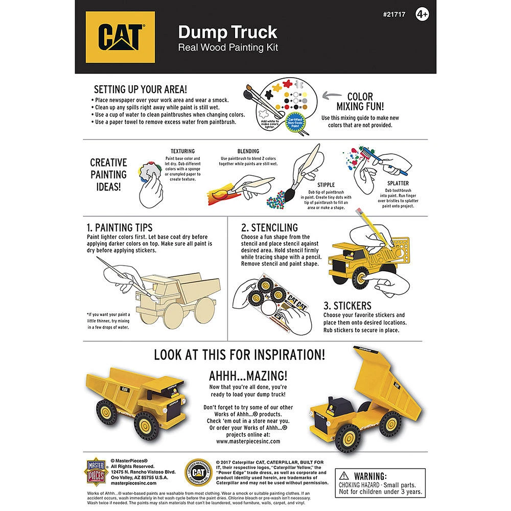 Cat Dump Truck Licensed Wood Paint Kit - English Edition