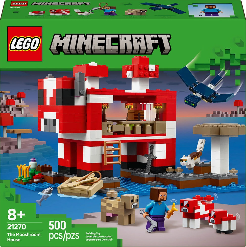 LEGO Minecraft The Mooshroom House Toy Figures and Playset - Building Toy - with Steve Minifigure - 21270