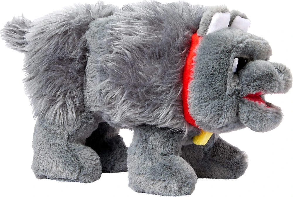 Minecraft Dennis the Wolf Interactive Plush Toy with Sounds & Moving Mouth, Inspired by the Movie