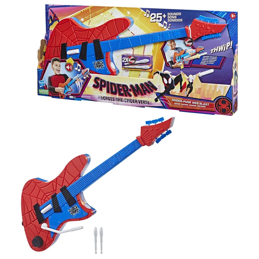 Marvel Spider-Man: Across the Spider-Verse, Guitare Spider-Punk Web Blast avec tir activé par le vibrato