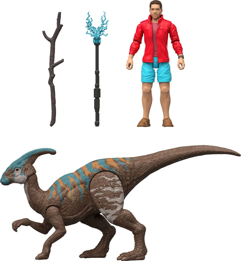 Jurassic World Rebirth Reuben Delgado & Parasaurolophus Figures Pack, 3.75-inch Scale