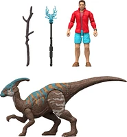 Jurassic World Rebirth Reuben Delgado & Parasaurolophus Figures Pack, 3.75-inch Scale
