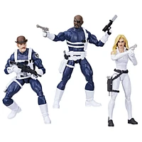 Marvel Legends Series S.H.I.E.L.D. Nick Fury Jr., Sharon Carter, and Dum Dum Dugan Action Figures