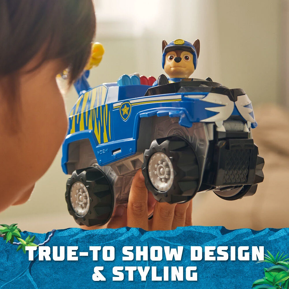 PAW Patrol Jungle Pups, Chase's Tiger Vehicle, Camion avec figurine articulée à collectionner