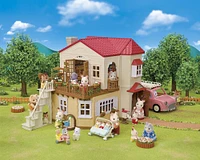 Calico Critters Maison de campagne au toit rouge, maison de poupée avec figurines, meubles et accessoires